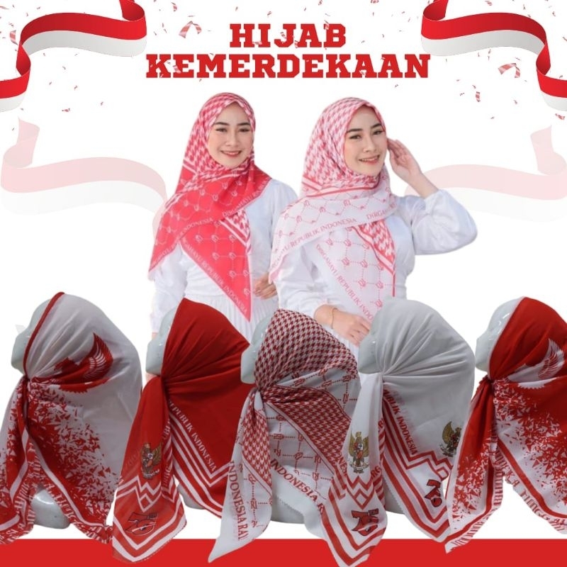 Jual Hijab Segi Empat Kemerdekaan Voal Merah Putih Shopee Indonesia