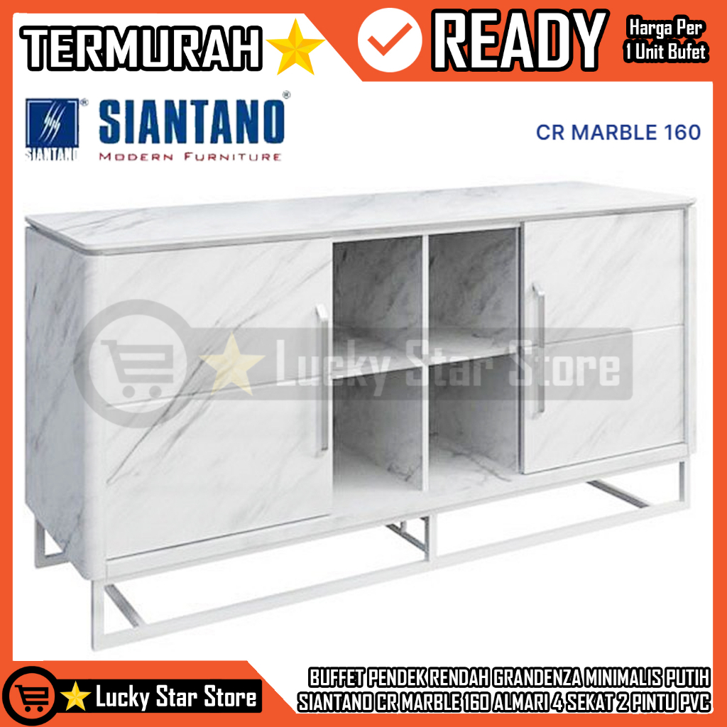 Jual Kargo Buffet Pendek Rendah Grandenza Minimalis Putih Siantano Cr