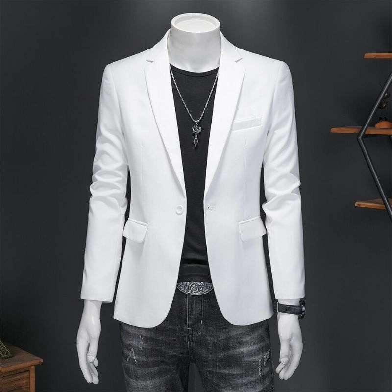 Jual JAS PRIA PUTIH BLAZER PRIA SEMI FORMAL JAS FORMAL WHITE JAS