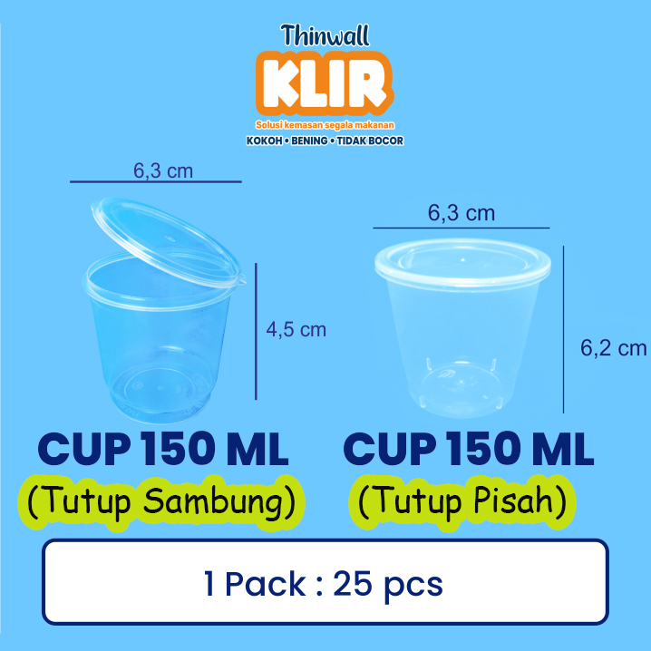 Jual Thinwall KLIR Sauce Cup Puding Cup 150 Ml ANTI PECAH Isi 25