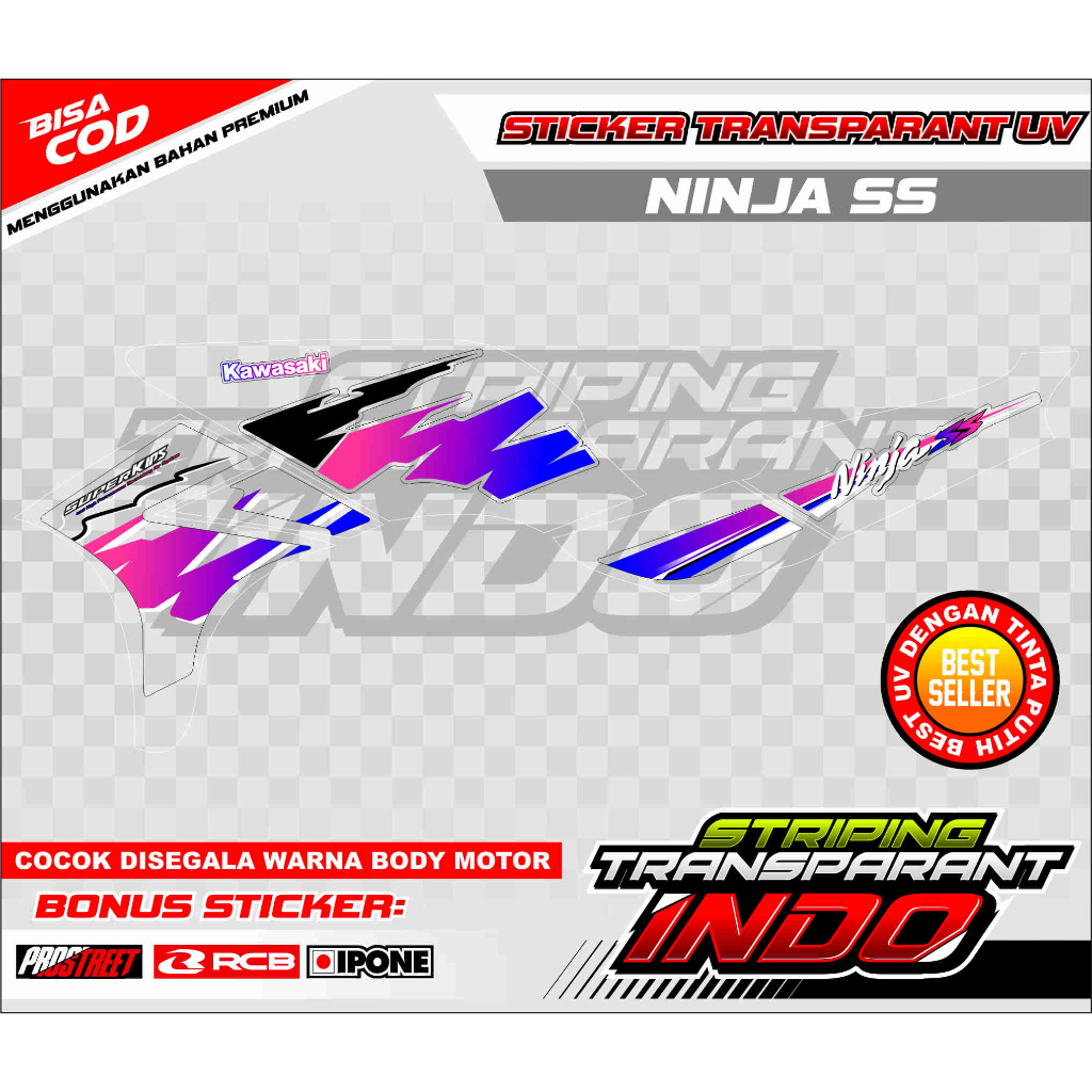 Jual Striping Variasi Ninja Ss Transparan Uv Sticker List Motor