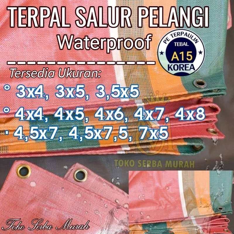 Jual TERPAL A15 SALUR PELANGI BAHAN KOREA IMPORT BERBAGAI MACAM UKURAN