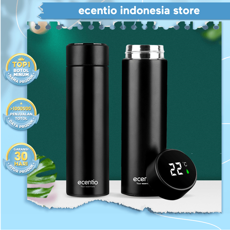 Jual Ecentio Termos Air Panas Tumbler Stainless LED Digital Anti Tumpah