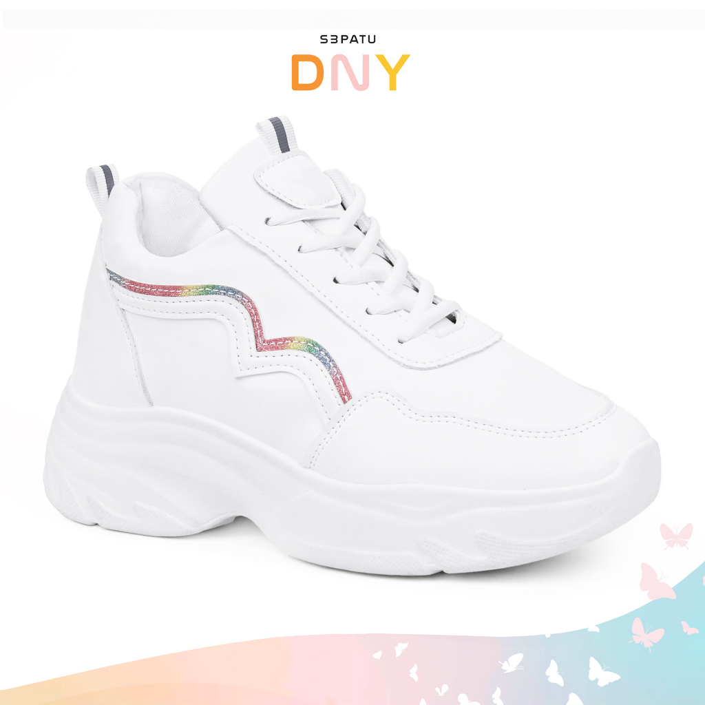 Jual Sepatu DNY Sepatu Cewek Sneakers Tinggi Spatu Putih Wanita Terbaru