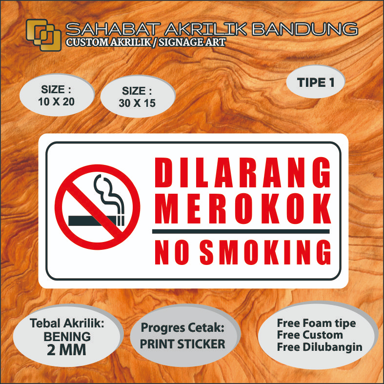 Jual AKRILIK SIGN DILARANG MEROKOK TIPE 1 Shopee Indonesia