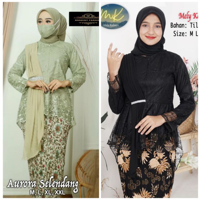 Jual Setelan Kebaya Aurora Tille Modern Simpel Elegan Atasan Kebaya