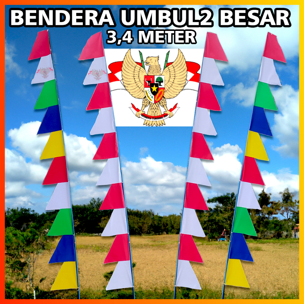 Jual Isi 12 Atau 1 Lusin Umbul Umbul JUMBO 3 4 Meter Murah Bendera