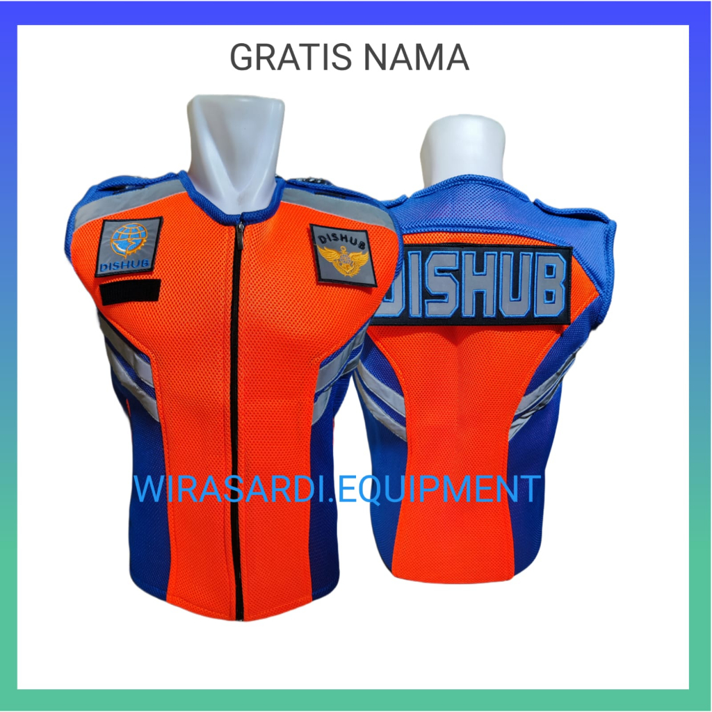 Jual Rompi Dishub Bahan Double Mesh Variasi Iga Biru Rompi Kemenhub