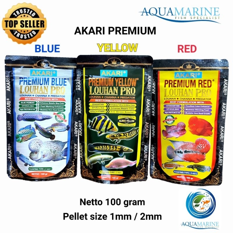 Jual Akari Premium Blue Yellow Red Louhan Pro Channa Predator Pelet