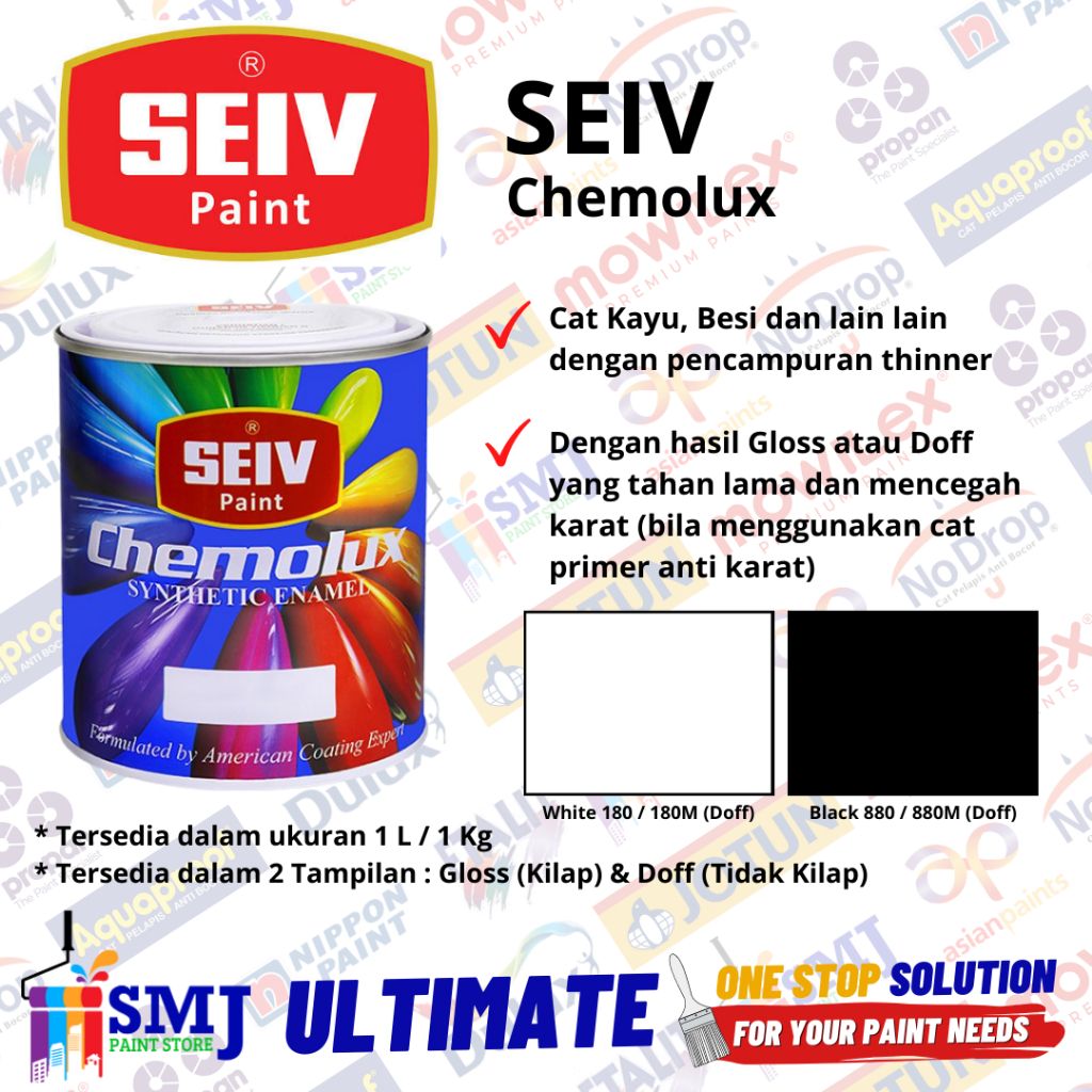 Jual Cat Minyak Besi Kayu Seiv Chemolux Super White Putih