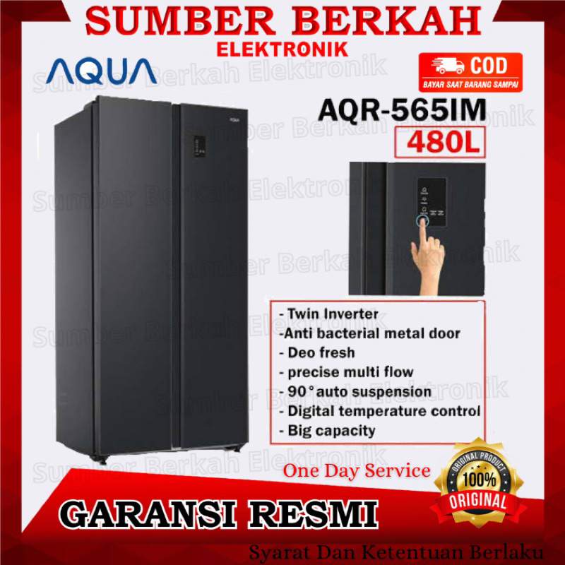 Jual Kulkas Side By Side AQUA Inverter Tempered Glass Door AQR 565 IM