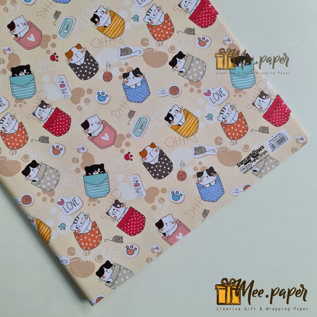 Jual Kertas Kado Sansan Wawa Motif Kinds Cat Meow Bungkus Wrapping