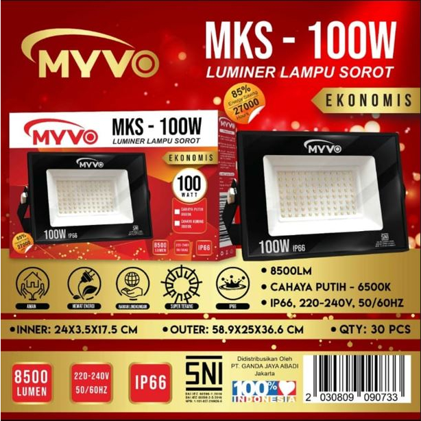 Jual Lampu Sorot Tembak Led Merk Myvo W Watt Flood Light