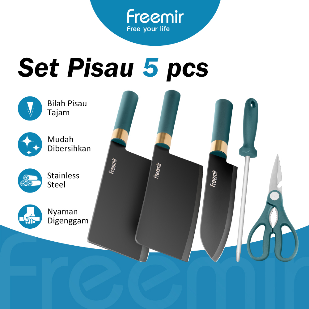 Jual Freemir Pcs Set Pisau Dapur Pisau Dapur Pisau Daging Pengasah