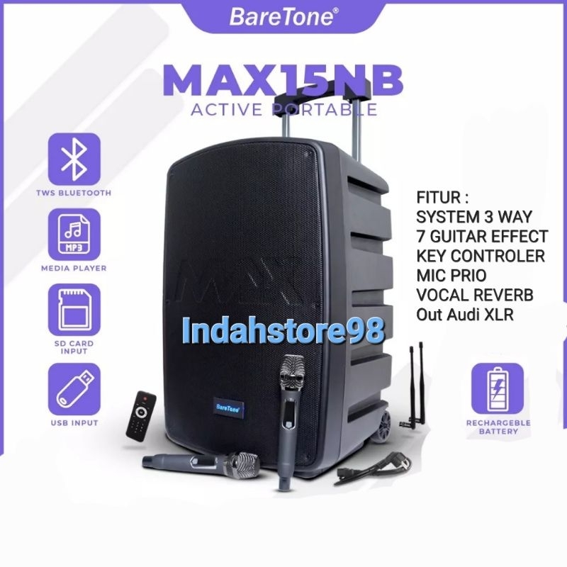 Jual Speaker Aktif Portable Inch Baretone Max Nb Bluetooth Karaoke