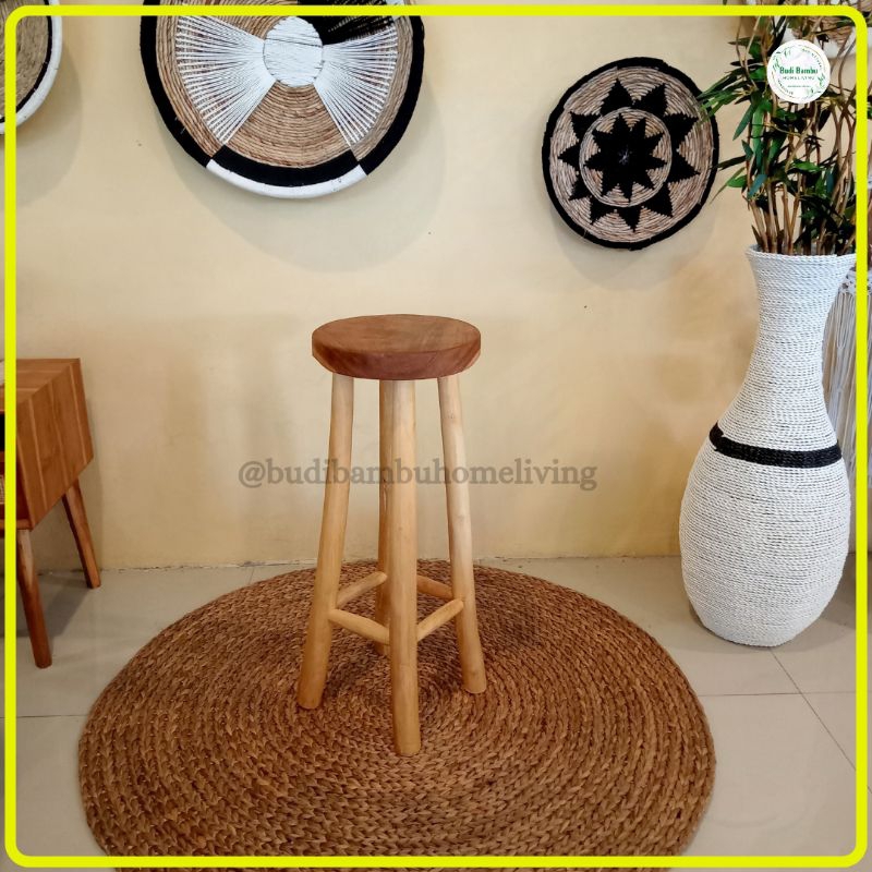 Jual Homedecor Stool Bar Jati Dekorasi Kursi Jati Bulat Kursi Bar