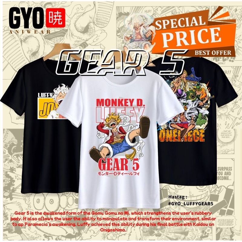 Jual Gyo Kaos Anime One Piece Luffy Gear T Shirt Luffy Gear