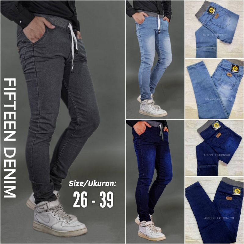 Jual FIFTEEN DENIM Celana Jeans Pria Slim Fit Streetch Original New