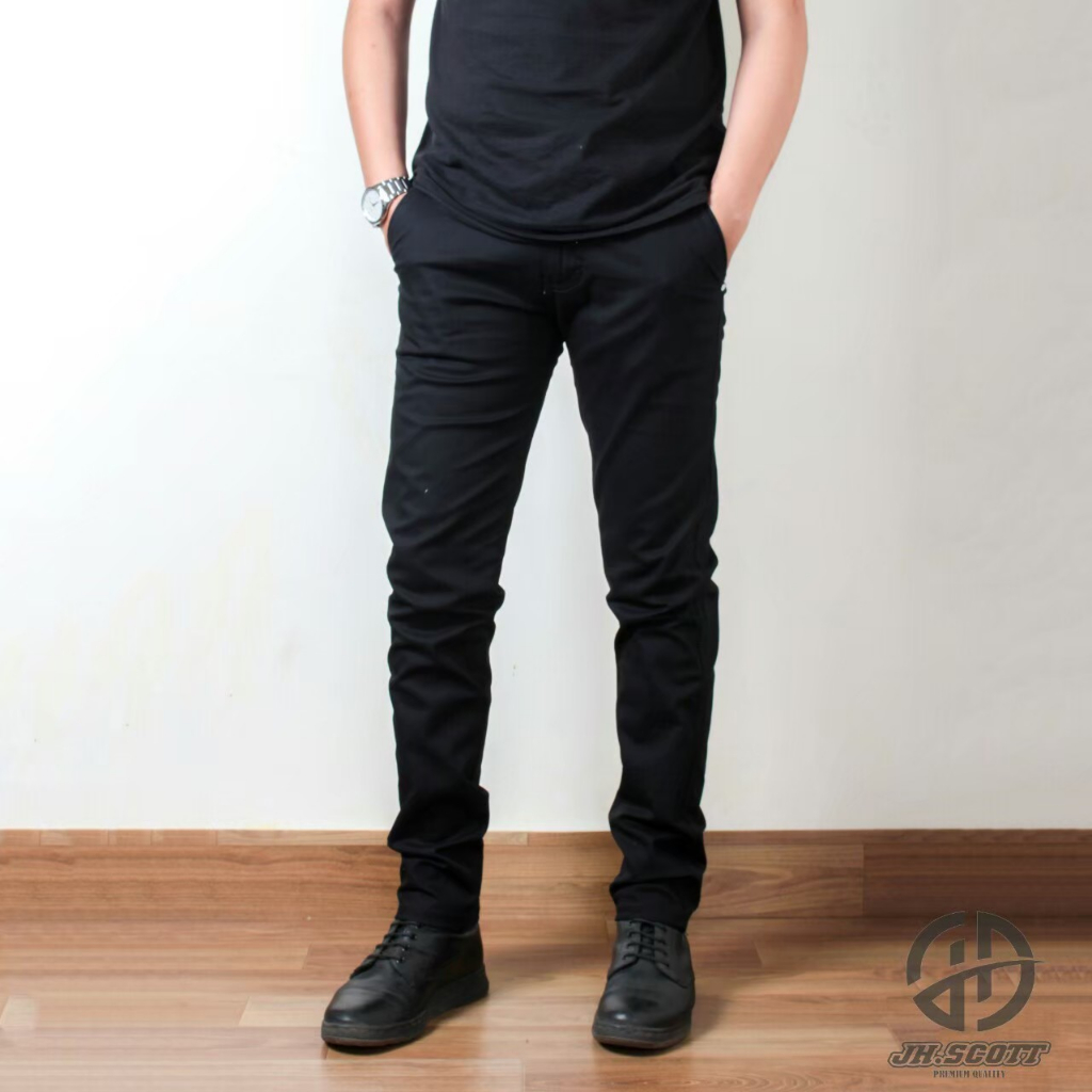 Jual Celana Chino Hitam Ukuran Besar Chinos Panjang Pria Slim Fit