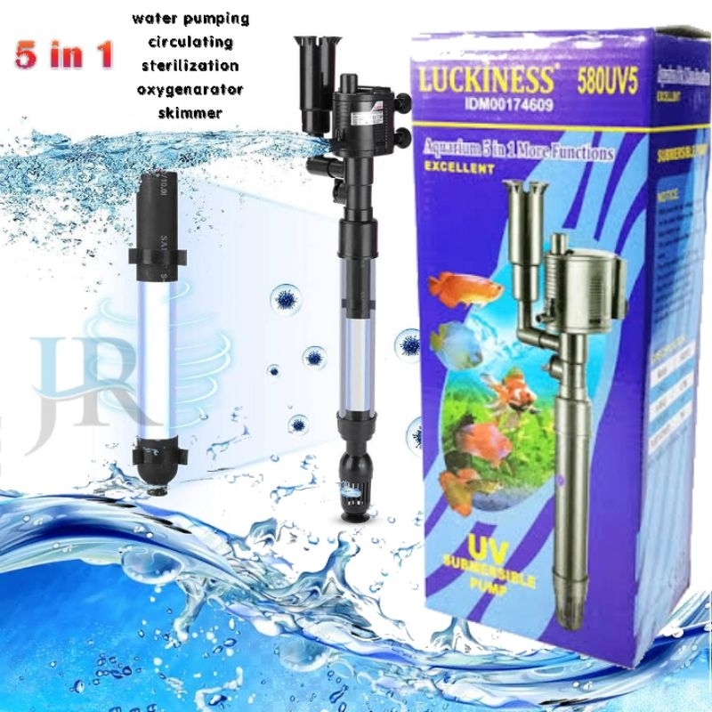 Jual Pompa Filter Aquarium 5 In 1 UV Submersible Pump Luckiness Skimmer