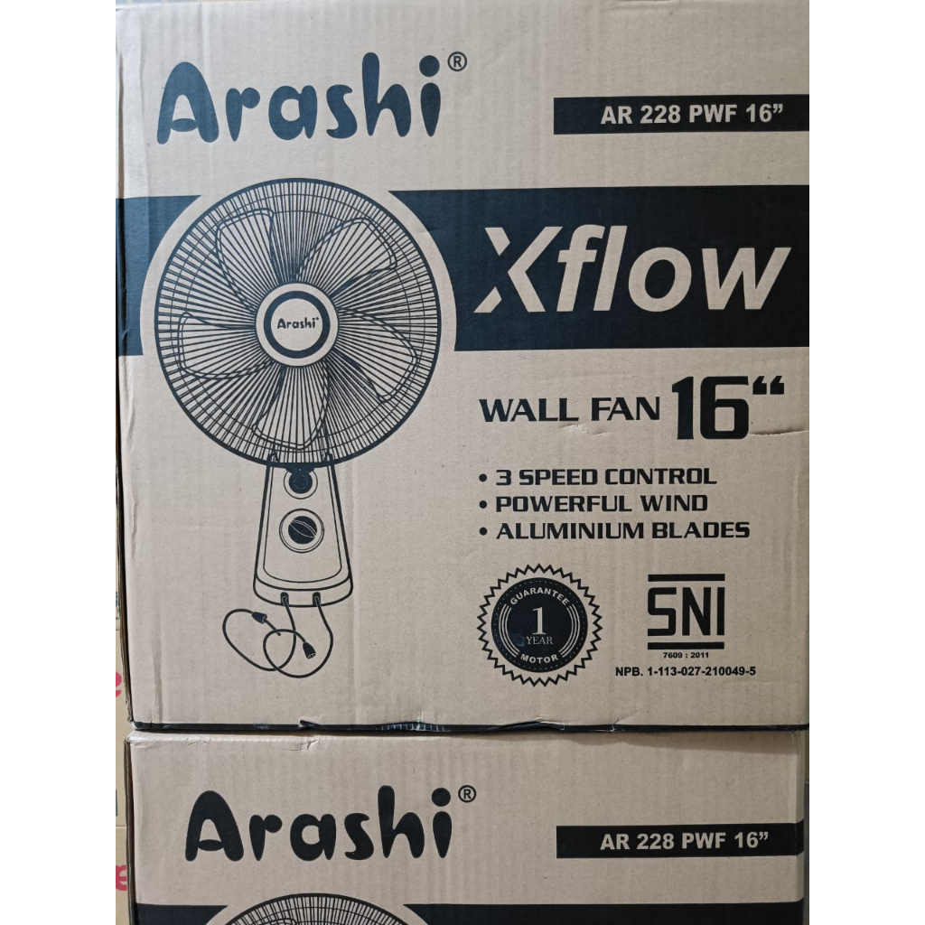 Jual Kipas Angin Dinding Arashi Xflow 16 Inchi 5 Baling Besi Wall Fan