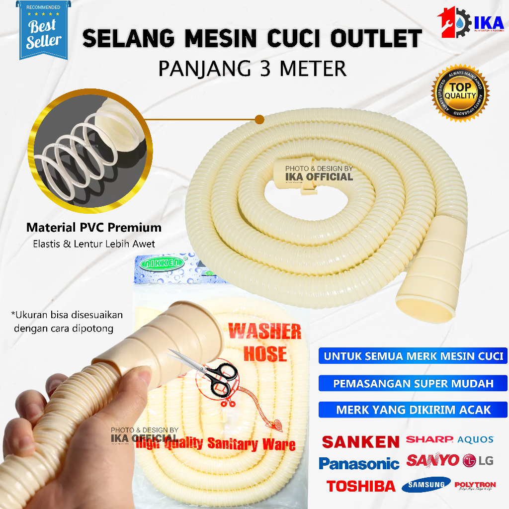 Jual Selang Buangan Mesin Cuci 3 Meter 3m Import Slang Outlet