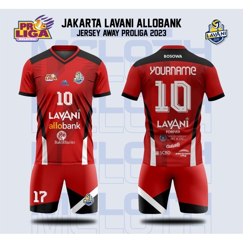 Jual Jersey Volly Full Printing Proliga Voli Full Print Lavani Merah