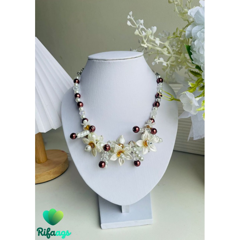 Jual Premium Crystal Beads Necklace Kalung Hijab Kalung Daily Hijab