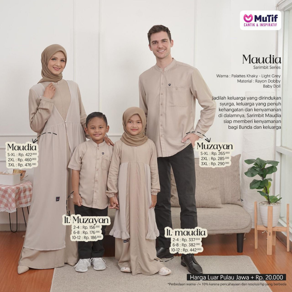 Jual Mutif Sarimbit Baju Muslim Lebaran Keluarga Maudia Muzayan