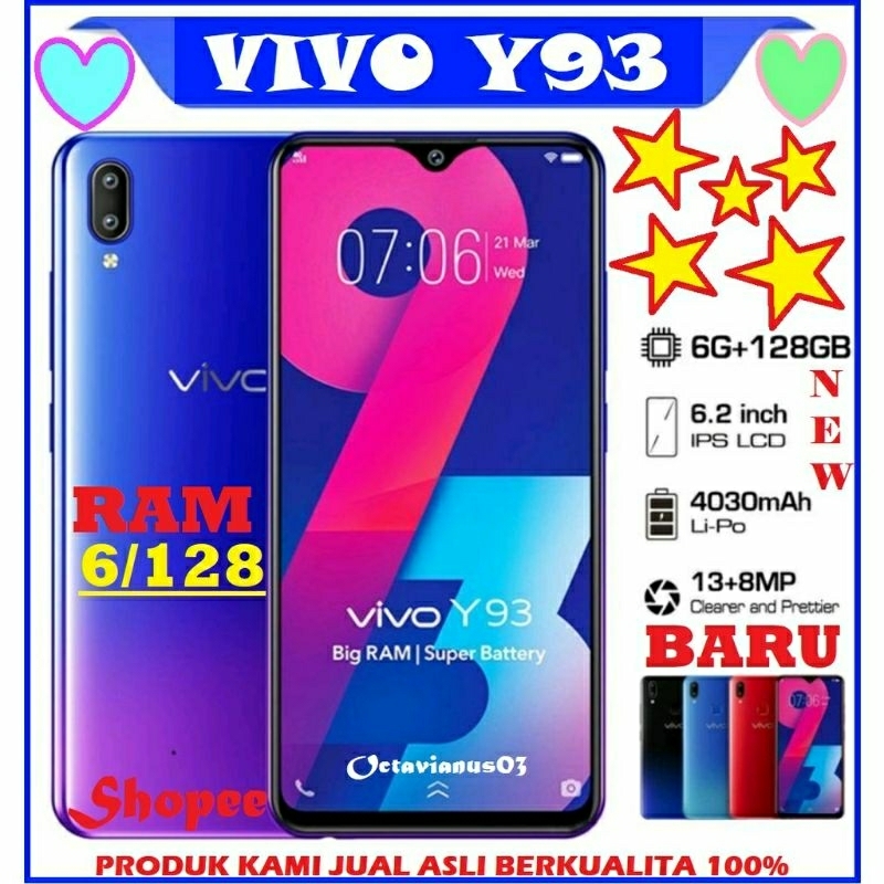 Jual HP VIVO Y93 RAM 6 128 FULSET Baru Garansi 1 Tahun Shopee Indonesia