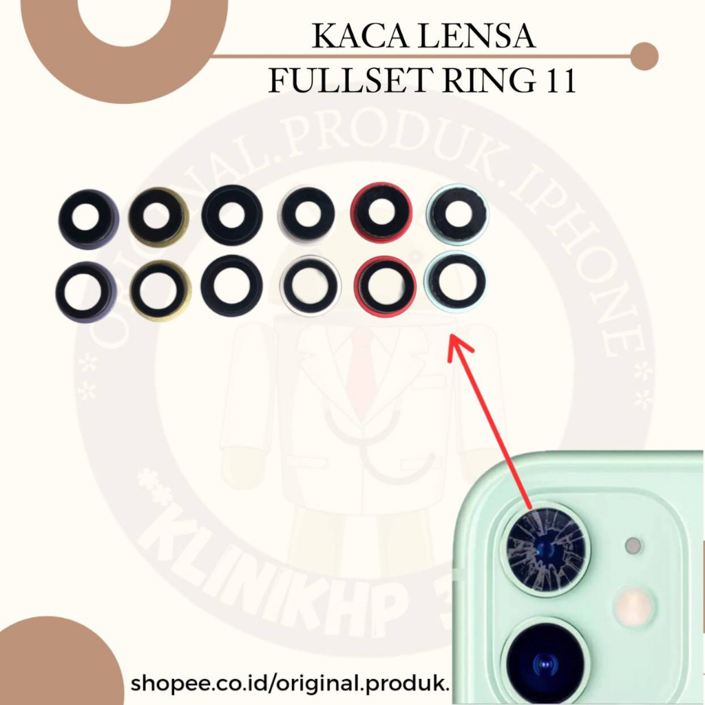 Jual LENSA KACA KAMERA BELAKANG 11 FULLSET RING Shopee Indonesia