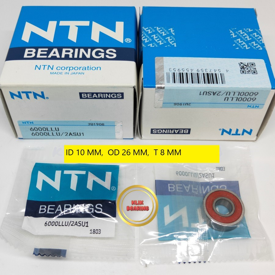 Jual Laher 6000 2RS 6000 LLU Bearing 6000LLU ID 10mm OD 26mm T 8mm