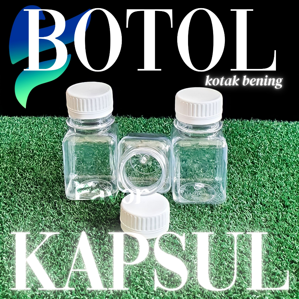 Jual Botol Kapsul Kotak Bening PET 60 Ml Dgn Tutup LongNeck Shopee