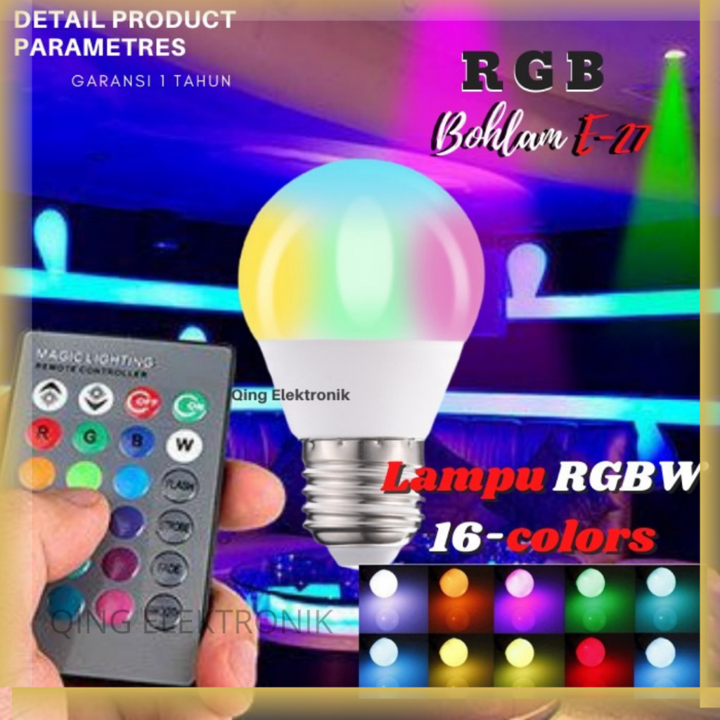 Jual Lampu Bohlam LED RGB Berubah Warna Remote Control Lampu Hias 16