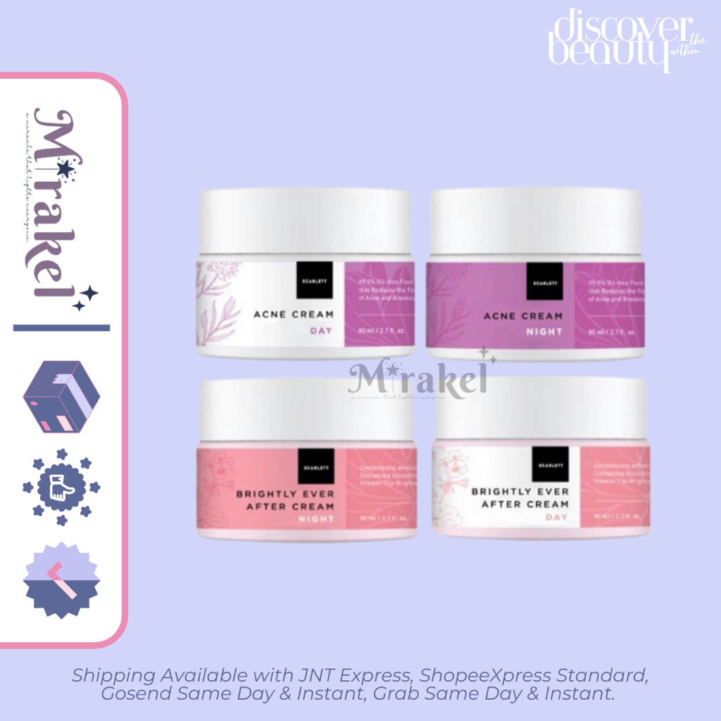 Jual Scarlett Whitening Day Night Cream Acne Brightly Ever After