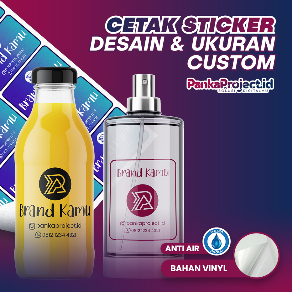 Jual Cetak Stiker Ukuran Desain Custom Stiker Label Anti Air