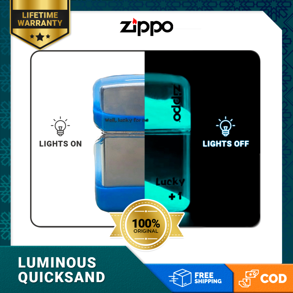 Jual Korek Api Zippo Original Luminous Quicksand Lucky Design Shopee