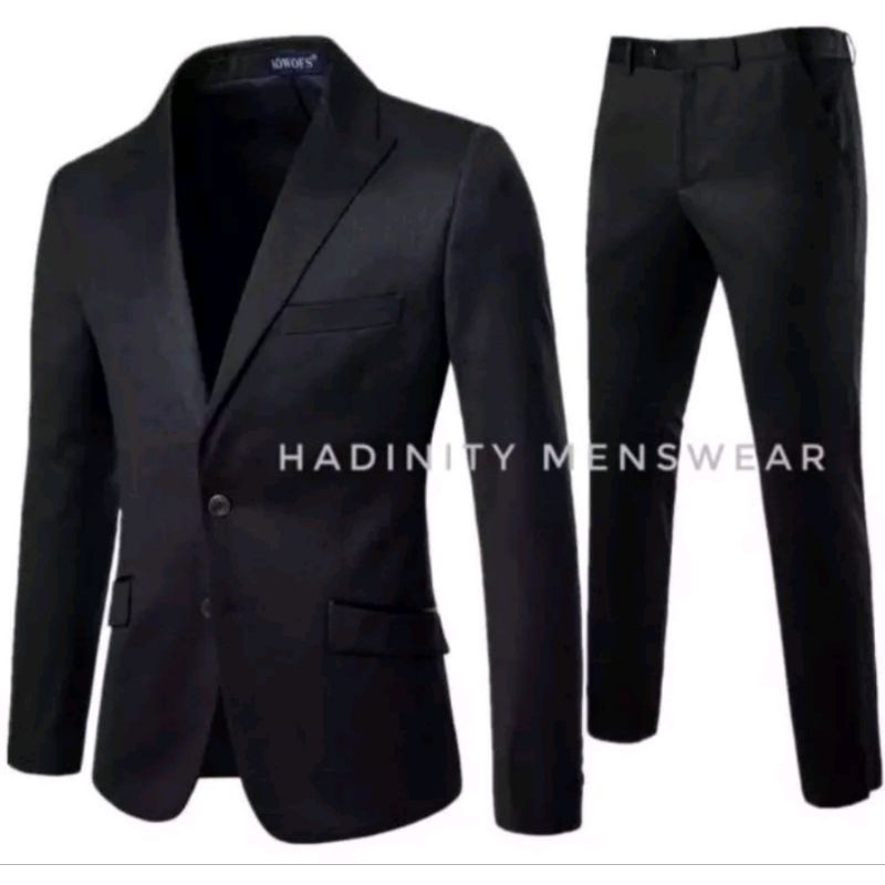 Jual Setelan Jas Celana Pria Hitam Slimfit Jas Formal Pria Kancing