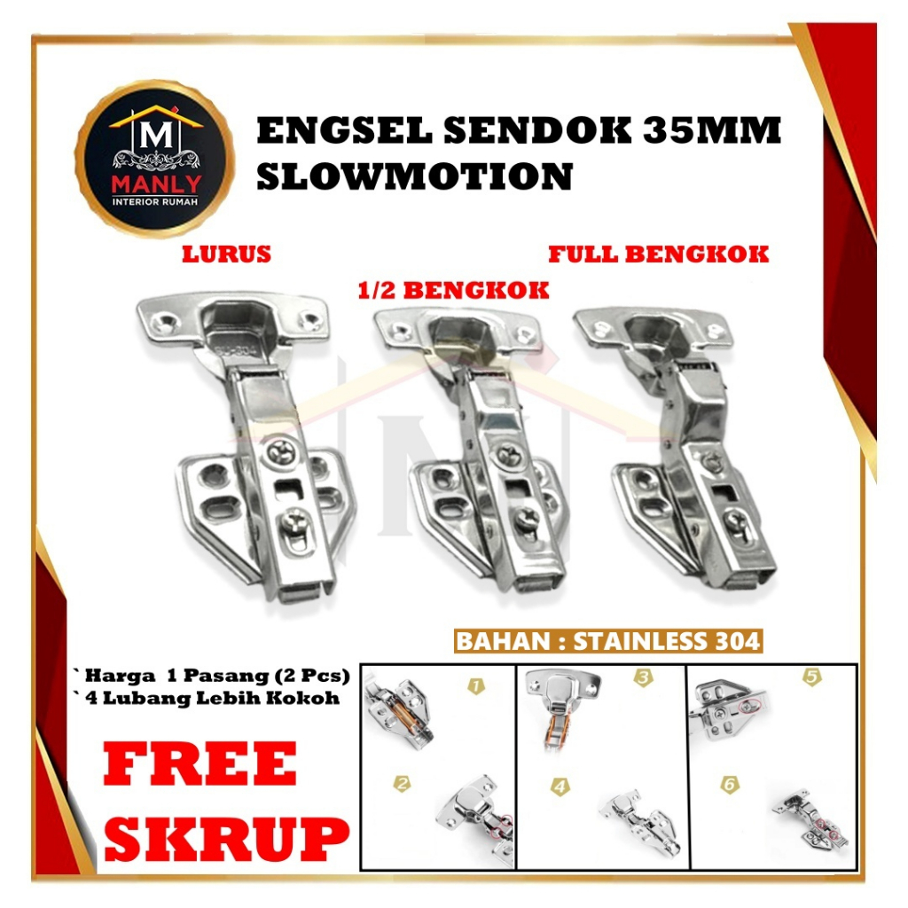 Jual Engsel Slow Motion Mm Sendok Stainless Steel Lurus Setengah