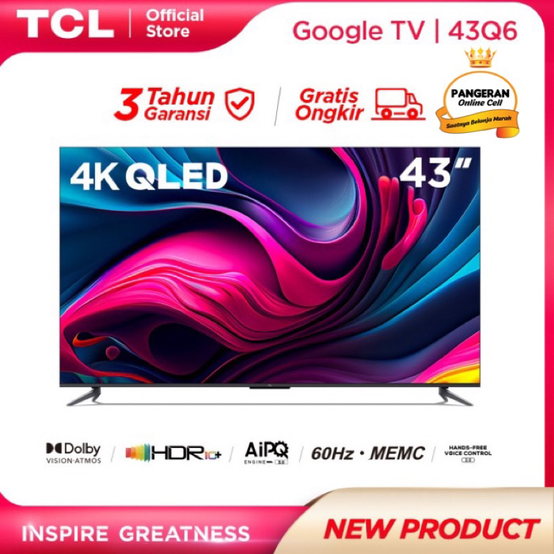 Jual Tcl Q Smart Google Tv Qled K Uhd Garansi Resmi Shopee