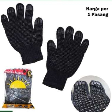 Jual Sarung Tangan Benang Hitam Bintik Hitam PVC Dotting Polkadot