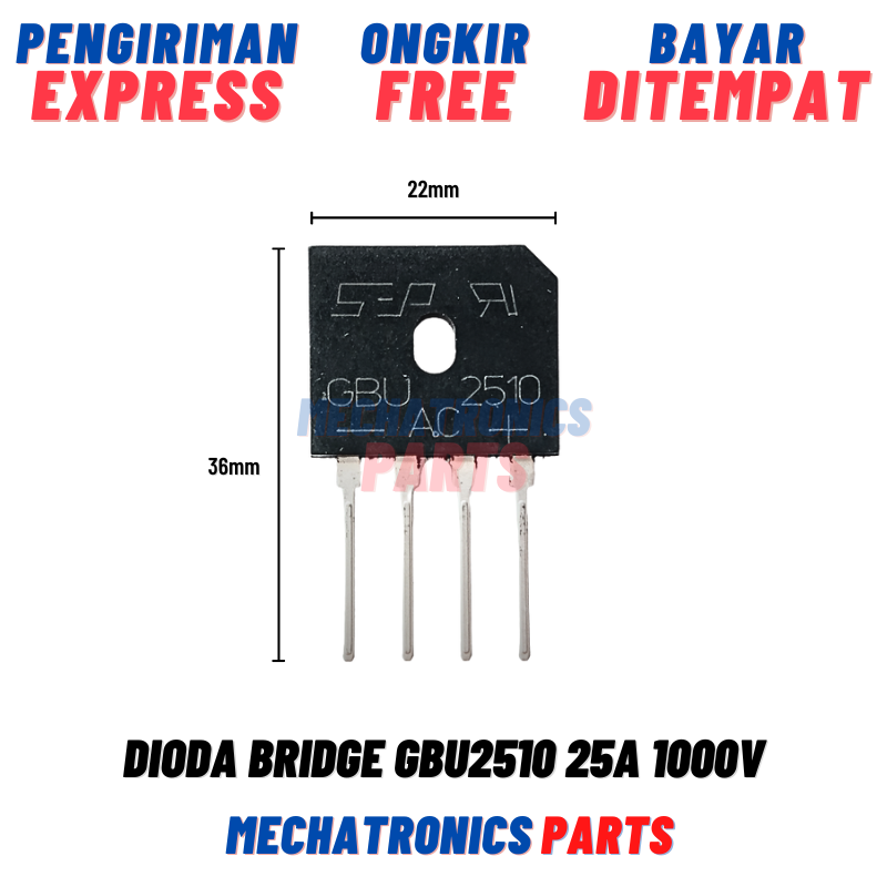 Jual Dioda Bridge GBU2510 25A 1000V Dioda Sisir Jembatan Penyearah