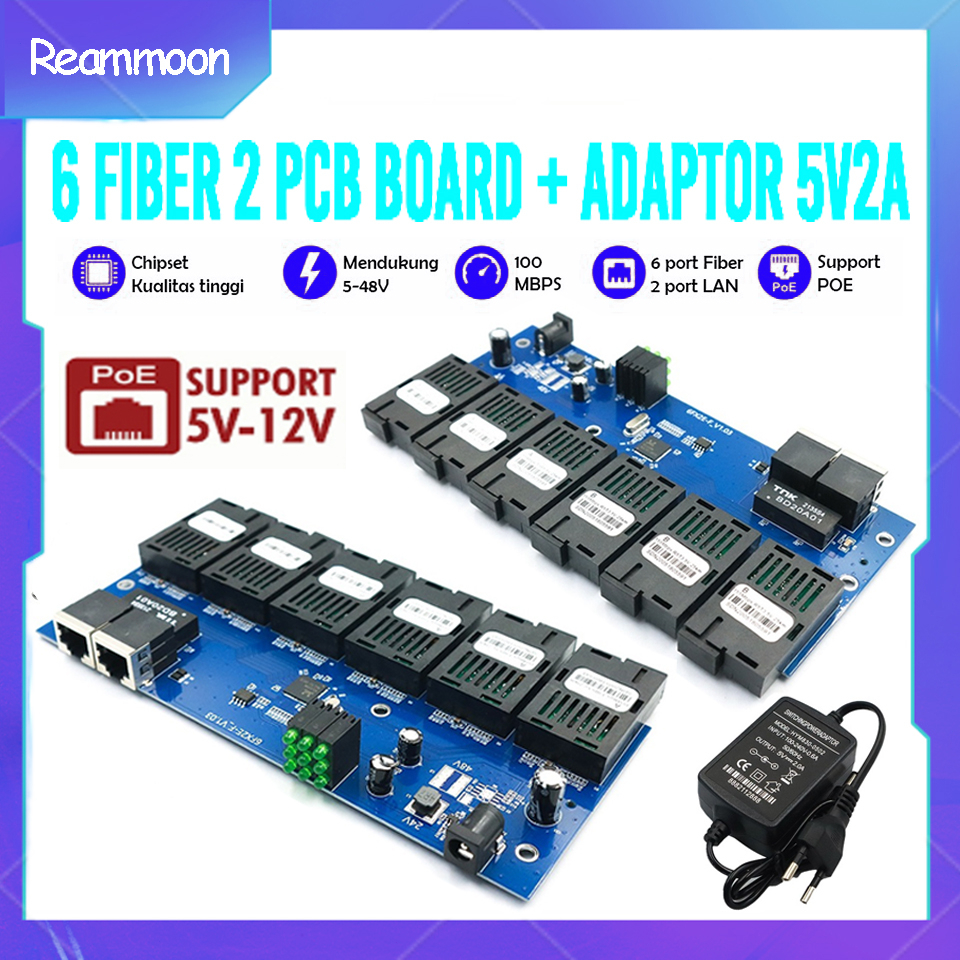 Jual POEMedia Converter 6F2E Htb 6 Fo 2 Lan Pcb 10 100 Mbs Fiber