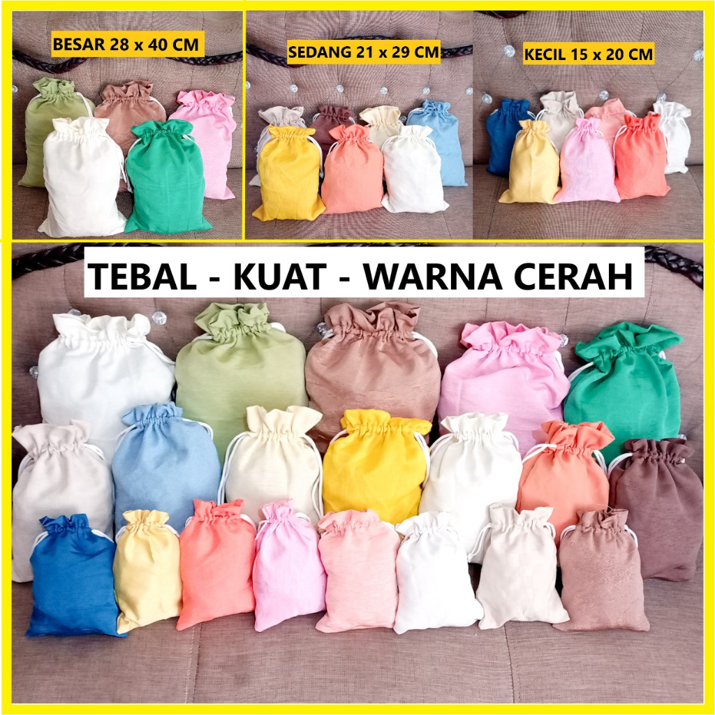 Jual Drawstring Pouch Bag Tas Serut Packaging Makeup Kantong Travel