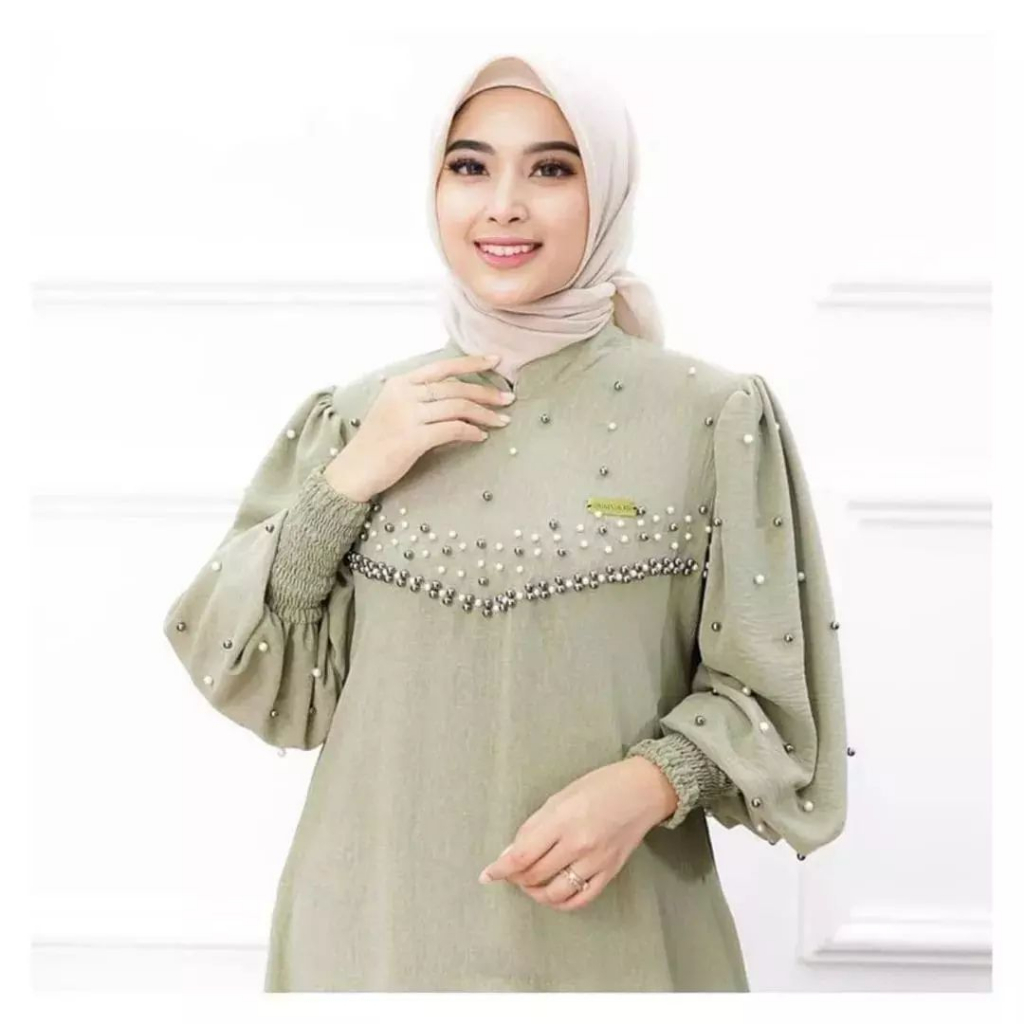 Jual New Vioni Firlya Dress Dress Bahan Crinkle Aksen Mutiara