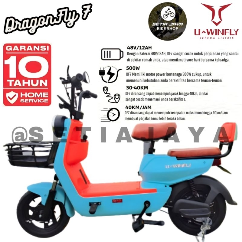 Jual Sepeda Listrik E Bike UWINFLY DRAGON FLY 7 DF7 48V 12Ah 500 Watt