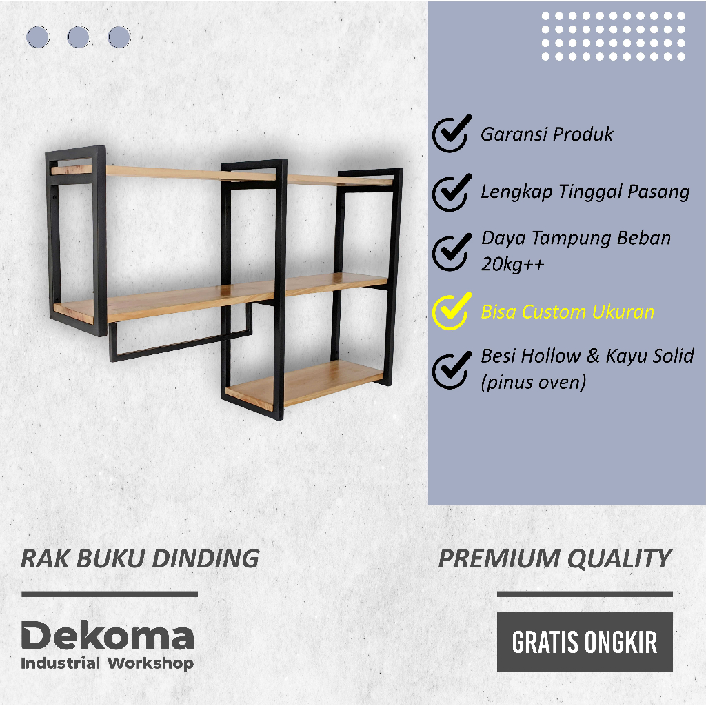 Jual Rak Ambalan Dinding Minimalis Bahan Besi Dan Kayu Tempat Pajangan