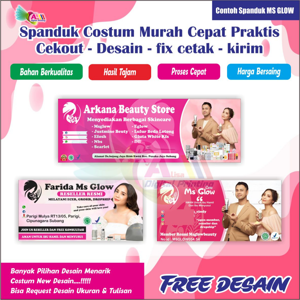 Jual Cetak Spanduk Banner Backdrop Ms Glow Costum Shopee Indonesia