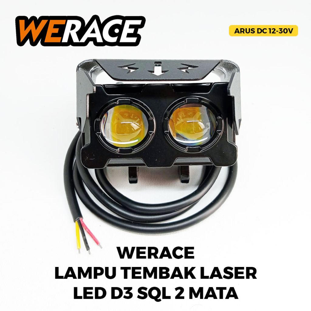 Jual WERACE Lampu Tembak Laser LED D3 SQL 2 Mata Putih Kuning Putih