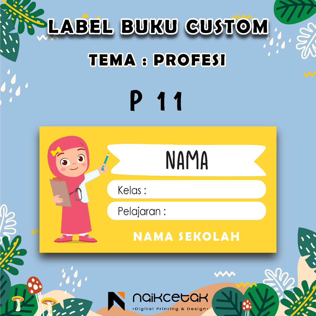 Jual Pcs Sticker Label Buku Pelajaran Custom Nama Lucu Tema Profesi